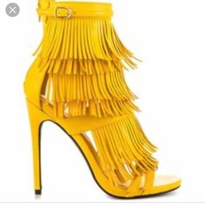 Privileged Melko strappy tiered fringe heels